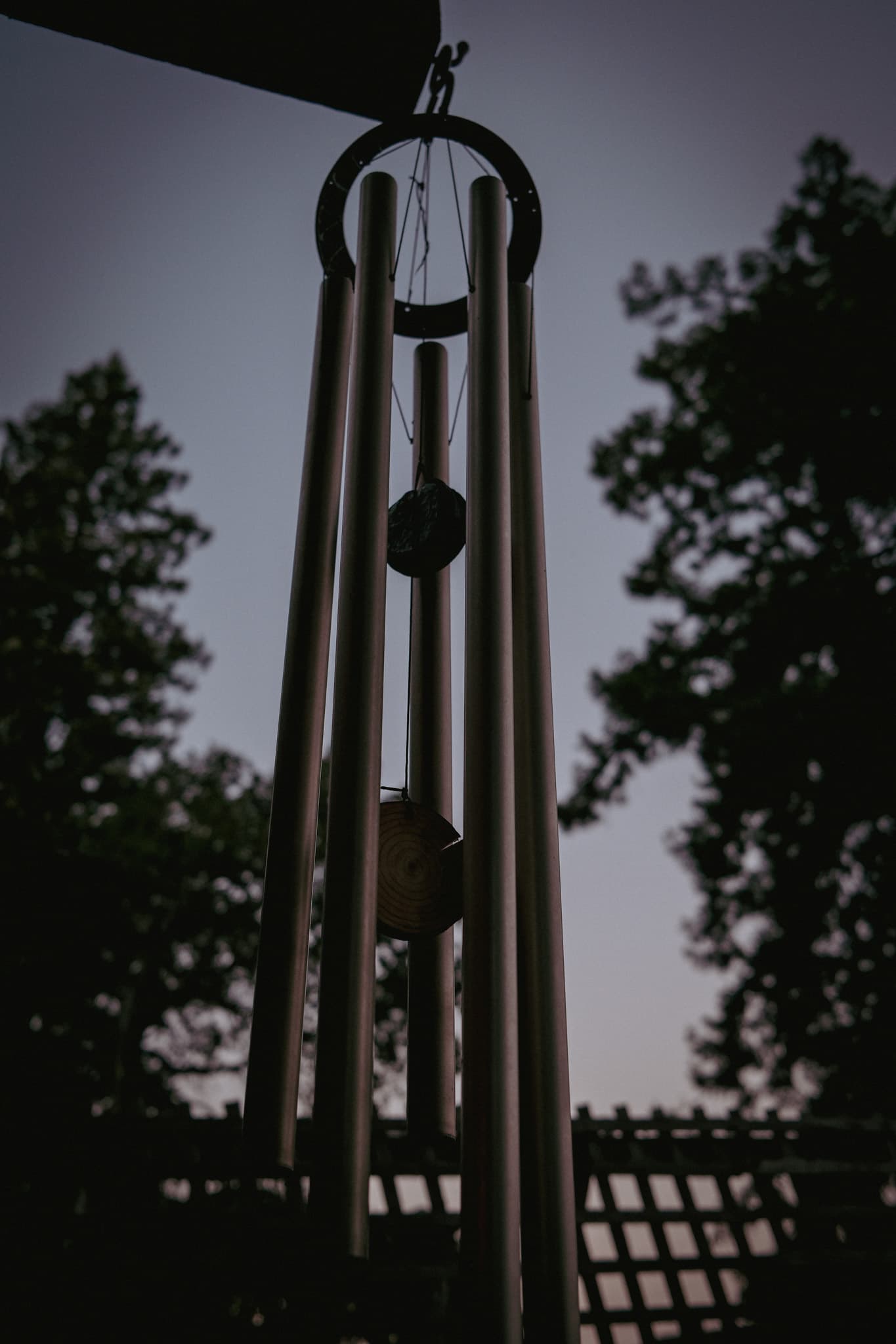 Long wind chimes hanging outside Almonte Spa