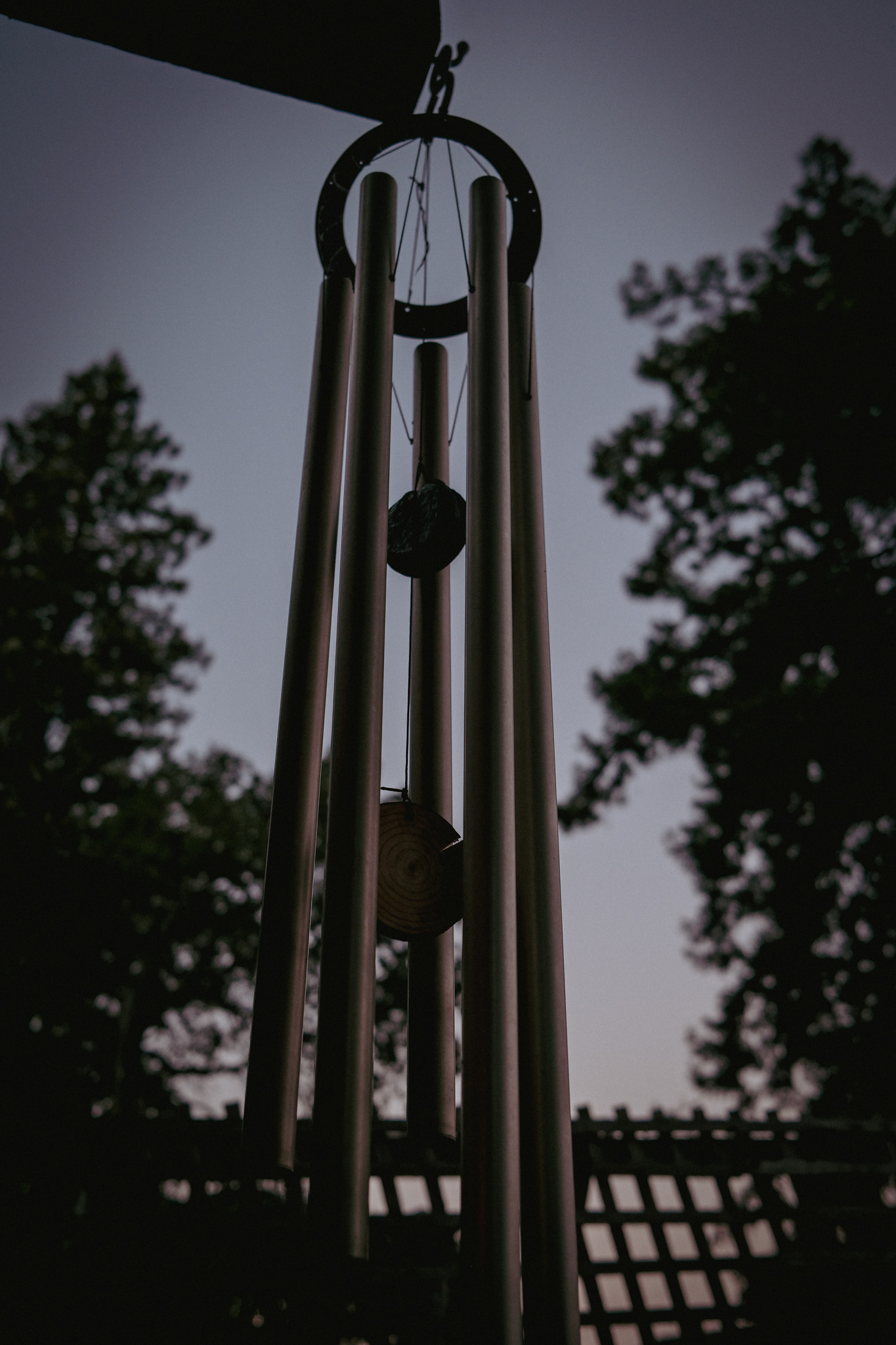 Long wind chimes hanging outside Almonte Spa